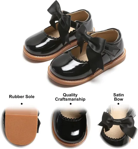 Vista 5 de Felix & Flora - Zapatos planos de vestir estilo Mary Jane para niña pequeña, zapatillas de ballet para niña, zapatos para fiestas y escuela