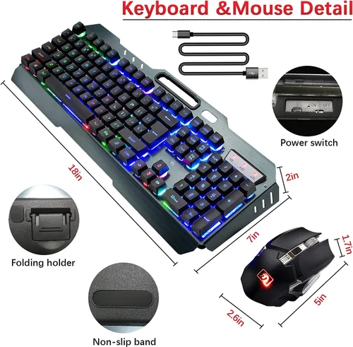 Vista 7 de Teclado y ratón recargables tapa para tecla suspendida