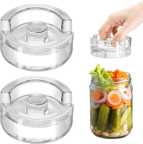 Vista 7 de 2 pesas de vidrio de fermentación para frascos de boca ancha, botellas de pepinillos con tapas de sellado para una fermentación eficiente, tapas
