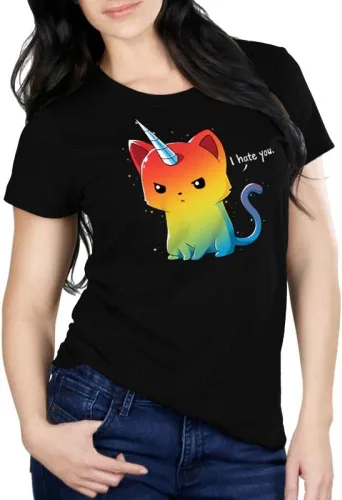 Vista 3 de TeeTurtle Camiseta de gatito mágica relajada para mujer