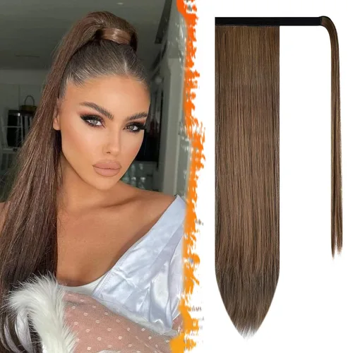 Vista 22 de BARSDAR Extensión de Cola de Caballo Corta y Recta - Extensiones de Cabello de Cola de Caballo con Cordón de 14 Pulgadas en Negro para Mujeres