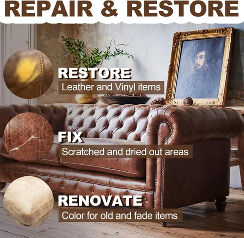 Vista 2 de Bálsamo recolorante de cuero – Kit de tinte, reparación y restaurador todo en uno para sofás, asientos de automóvil, bolsos, zapatos, removedor