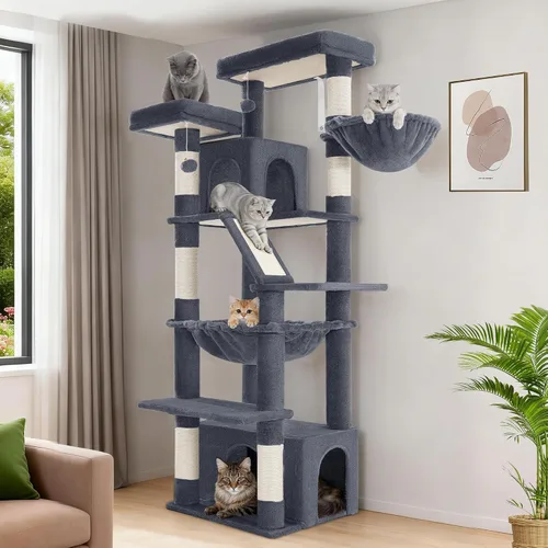 Vista 11 de Hzuaneri Árbol grande para gatos, torre para gatos de interior de 72 pulgadas de alto para 6 gatos grandes, actividad de escalada de esquina