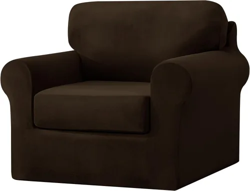 Vista 47 de UNBBRRL Fundas de sofá de 3 piezas para sofá, funda de terciopelo elástico para sillón con 1 funda de cojín de asiento y 1 funda de respaldo