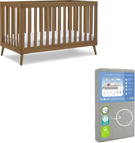 Vista 12 de Delta Children Essex - Cuna convertible 4 en 1, color blanco Bianca con patas de color natural Bianca Blanco