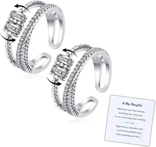 Vista 14 de choice of all Anillo Fidget para Mi Hija Regalos de Mamá Madre Esperanza Ansiedad Respirar Anillo Giratorio para Mujeres Regalos del Día de San