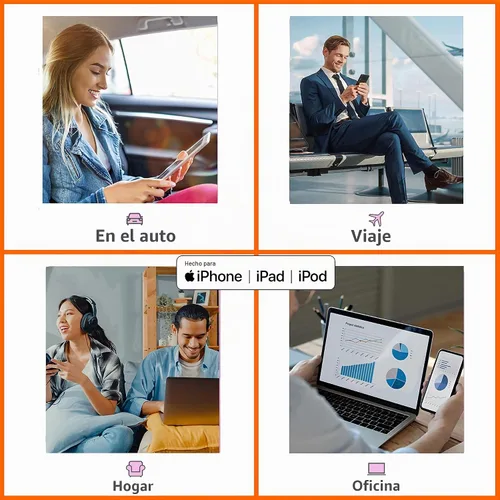 Vista 6 de Cable de carga múltiple de 10 pies, paquete de 2 unidades, cargador USB 3 en 1, cable de carga largo multi iPhone de nylon trenzado, certificado
