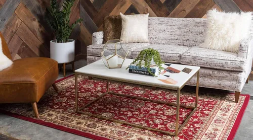 Vista 2 de Unique Loom Sialk Hill Collection - Alfombra de área Washington (6' 1" x 9' Rectángulo Burdeos/Crema)