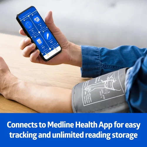 Vista 3 de Monitor de Presión Arterial Bluetooth Medline, Brazalete Universal para Parte Superior del Brazo, Pantalla LCD Digital, Integración con Aplicación