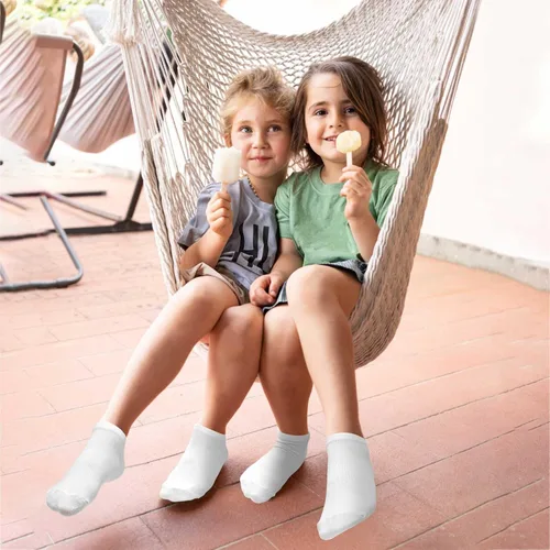 Vista 6 de ZERULETS Calcetines para niños, 20 pares de calcetines de tobillo de corte bajo cortos deportivos para niños y niñas, niños de 1 a 13 años
