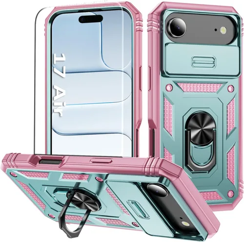 Vista 48 de Funda compatible con iPhone17 Pro con soporte, cubierta de cámara y protector de pantalla HD, doble capa a prueba de golpes, protección contra