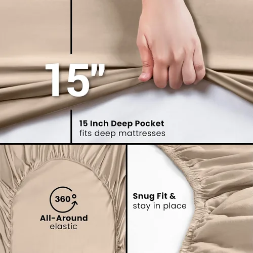 Vista 6 de Utopia Bedding - Paquete a granel de 2 sábanas bajeras ajustadas de microfibra cepillada suave con bolsillos profundos, resistentes al encogimiento