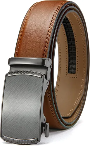Vista 29 de CHAOREN Cinturón para hombre de cuero con trinquete - Ajuste personalizable, estilo sin esfuerzo (35 mm)