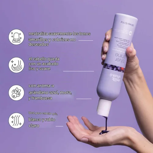 Vista 2 de milk_shake Silver Shine Light Shampoo Gently Mutes Yellow Tones