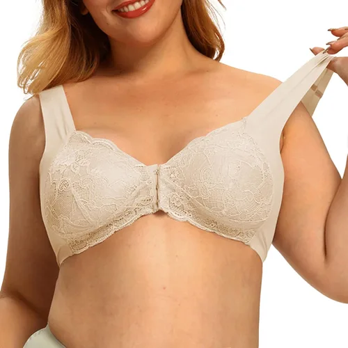 Vista 3 de KUSW Sujetador suave sin hilos para mujer, sujetador triángulo de satén de seda, ropa interior cómoda para mujer