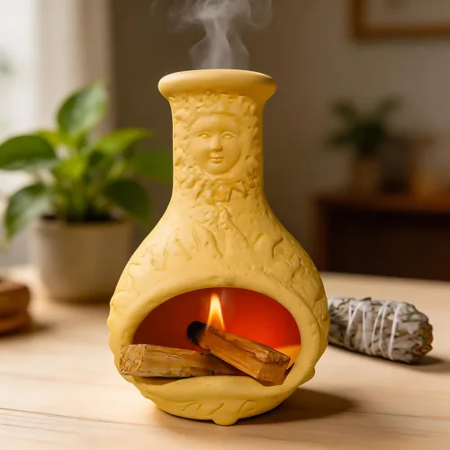 Vista 14 de MOUGIGI Soporte de Palo Santo Hecho a Mano y Quemador de Conos de Incienso - Elegante Accesorio para Limpias de Salvia con Capacidad para Rituales