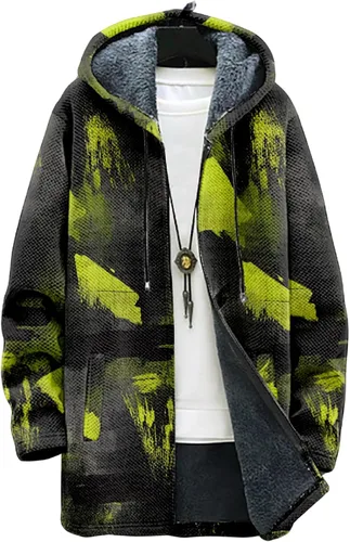 Vista 9 de BIVENANT Sudaderas con capucha con cremallera para hombre, cárdigan con capucha a rayas, sudaderas con capucha de camuflaje, abrigos de moda