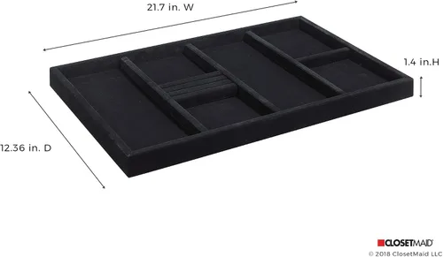 Vista 5 de ClosetMaid SuiteSymphony - Organizador de terciopelo, cajones para collares, aretes, pulseras, relojes, anillos, 21.7 pulgadas de ancho, negro