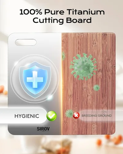 Vista 4 de Katori Titanium Cutting Board, 100% Pure Titanium Cutting Boards For Kitchen, Best Non Toxic chopping board, Dishwasher safe, Hygiene and Durability