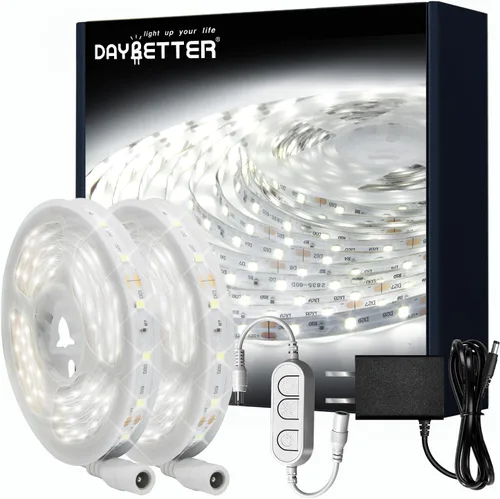 Vista 13 de DAYBETTER 16.4FT Tira de luces LED COB regulable, luces LED de alta luminosidad, 6500K blanco brillante de luz diurna, 24V, 140 LEDs, cinta LED