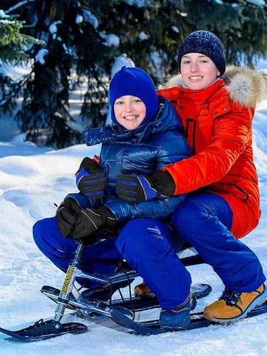 Vista 2 de SATINIOR 2 pares de guantes de nieve impermeables de invierno con aislamiento para hombres, mujeres, adultos y niños