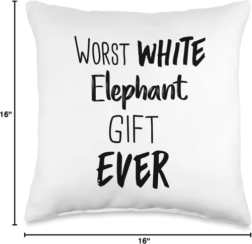 Vista 4 de Worst White Elephant Gift Ever Funny Present Xmas Peor almohada de elefante blanco para regalo, 16 x 16 pulgadas, multicolor