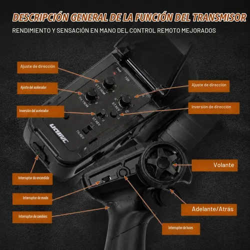 Vista 9 de UDIRC UCX1804PRO 1/18 Crawler RC sin escobillas, camión de roca de Negro