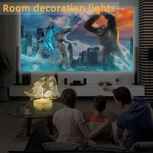 Vista 2 de Luz nocturna para niños, lámpara de dinosaurio King Kong Toys, luz nocturna LED que cambia de color, luz nocturna LED de ilusión 3D, control remoto