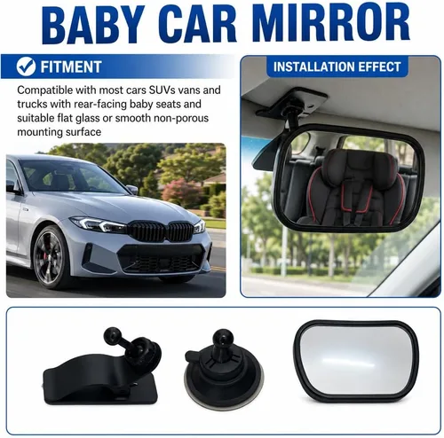 Vista 6 de MASO Espejo de coche para bebé, espejo de seguridad para niños, asiento de bebé y niño