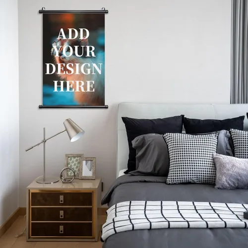 Vista 6 de QXYIYBU Póster colgante personalizado, diseño personalizado de tu propia foto, logotipo, texto, arte de pared, marco de madera ajustable, póster