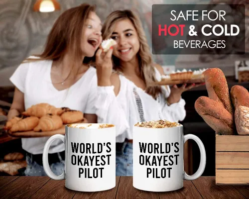 Vista 5 de Bubble Hugs Taza de café piloto - World'S Okayest Pilot - Avión Vuelos Tripulación Capitán Mayordomo Azafata Avión Aeropuerto Ocupación