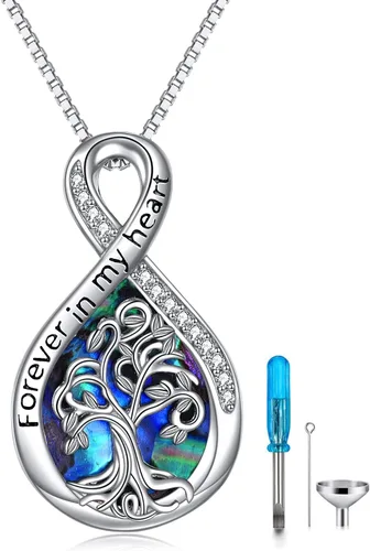 Vista 19 de WINNICACA 925 Sterling Silver Urn Necklaces for Ashes of Loved Ones A01-Tortuga marina-Oro blanco