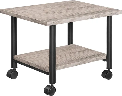 Vista 12 de HOOBRO Soporte para impresora, carrito de impresora industrial debajo del escritorio de 2 niveles con estante, estante de almacenamiento móvil Negro