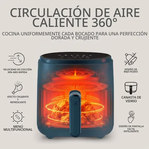 Vista 6 de WILLOW Eco Series - Freidora de aire de vidrio, freidora de aire no tóxica de 5 cuartos de galón con cesta de vidrio, 6 ajustes preestablecidos
