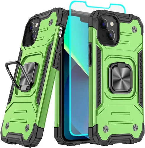 Vista 9 de Funda para iPhone 13 con protector de pantalla HD, soporte giratorio de grado militar de 360° (resistente) a prueba de golpes para iPhone 13/14