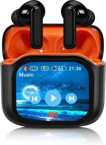 Vista 9 de Auriculares inteligentes con pantalla táctil, auriculares de pantalla táctil, auriculares inalámbricos Bluetooth 5.4, auriculares táctiles