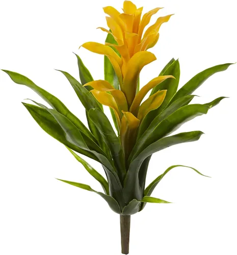 Vista 3 de Nearly Natural Flor artificial de bromelia de 15 pulgadas (juego de 4)