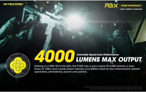 Vista 3 de Nitecore P10iX - Linterna táctica reflector, 4000 lúmenes, LED, USB-C, recargable, súper brillante, compacta con organizador LumenTac