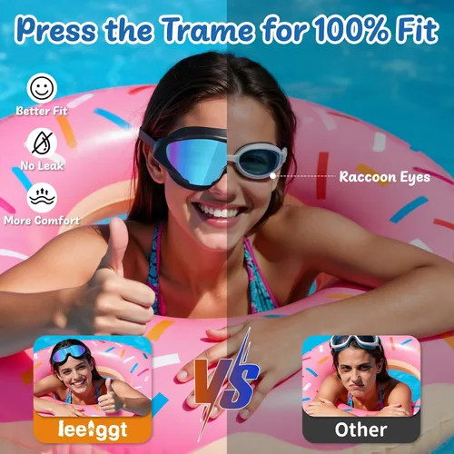 Vista 2 de Gafas de natación anti niebla UV para niños de 6 a 14 años, paquete de 2 gafas de natación para niños con tapones para los oídos adjuntos
