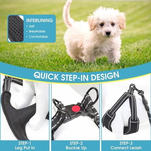 Vista 4 de BAAPET Arnés transpirable para perro para cachorros pequeños, medianos y malla de aire con correa reflectante de 6 pies para perro