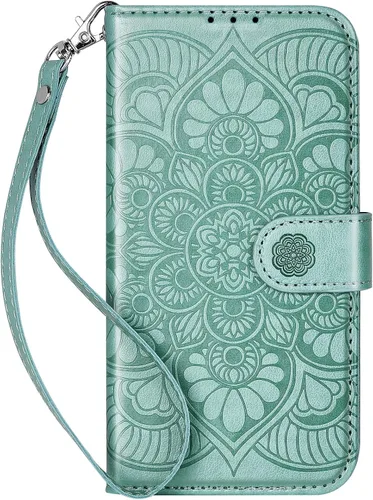Vista 14 de Funda tipo cartera para iPhone 15, [bloqueo RFID] 3 tarjeteros con ranura para tarjeta de crédito, funda protectora magnética de cuero para iPhone