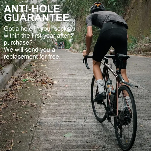 Vista 5 de Souke Sports Calcetines de ciclismo para hombres y mujeres, transpirables y acolchados que absorben la humedad, calcetines de compresión atléticos