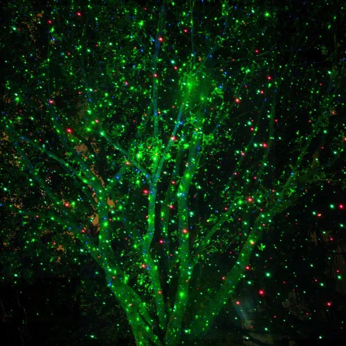 Vista 3 de Poeland Luces láser de Navidad para jardín al aire libre, iluminación decorativa impermeable con cerradura de seguridad, 3 colores rojo, verde, azul
