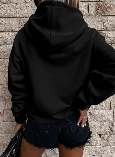 Vista 3 de Shewin - Sudadera con capucha para mujer, manga larga, informal, unicolor, ligera, holgada, con bolsillo
