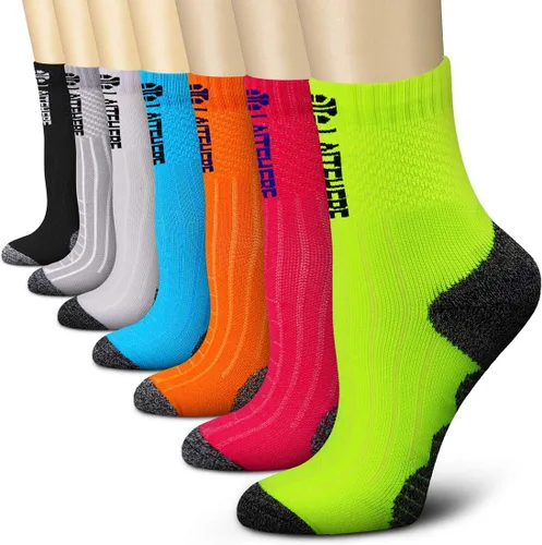 Vista 9 de CHARMKING Calcetines de compresión para mujeres y hombres, circulación de 15 a 20 mmHg, lo mejor para atletismo, correr, ciclismo, enfermera, uso