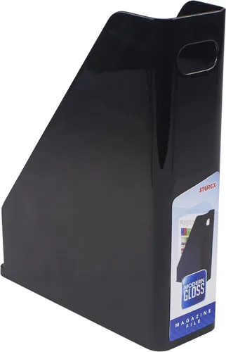Vista 5 de Storex Modern Gloss - Archivo de revista, 2.8 x 9.8 x 12.2 pulgadas, negro, caja de 4 (00148E04C)