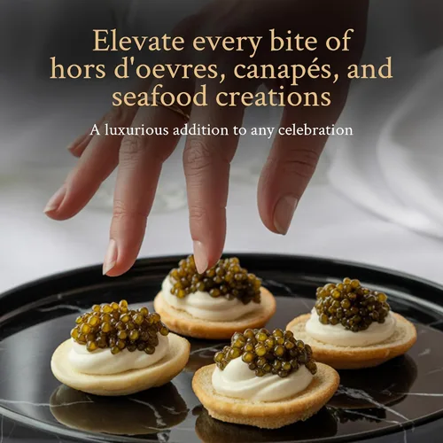 Vista 4 de PETRUSCO Royal Ossetra - Caviar negro de primera calidad, Huevas de pescado de esturión gourmet frescas en una lata de metal sellada, 1.06 oz