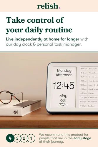 Vista 2 de Relish Day Hub - Reloj para demencia con gestor de tareas diarias, calendario digital de pantalla grande HD para personas mayores y personas