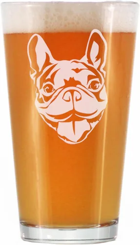 Vista 6 de Happy Frenchie - Vaso de pinta para cerveza, decoración divertida y única con temática de bulldog francés y regalos para hombres y mujeres, 16