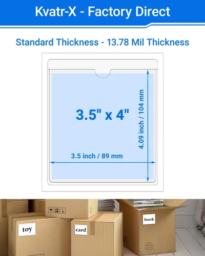 Vista 73 de 30 PCS Clear Self Adhesive Plastic Label Pockets, Top Loading Business & Library Index Card Holders, Peel and Stick Sleeves for Storage Bins, Totes